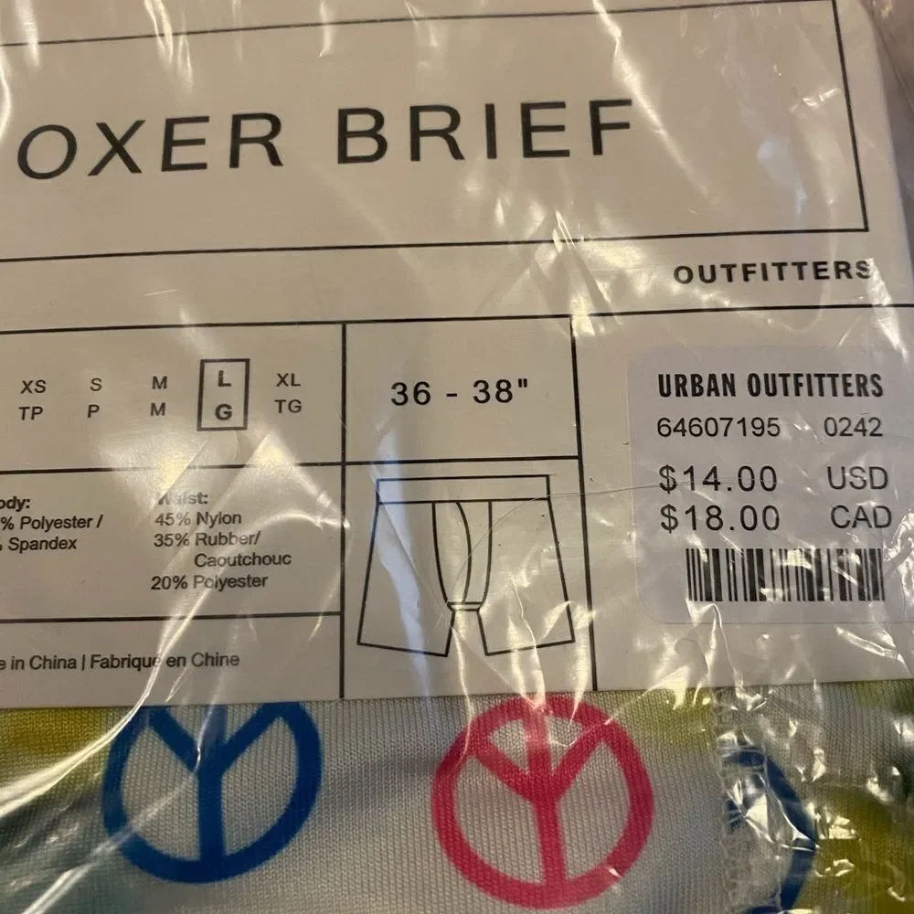 NEW Urban Outfitters UO Peace Sign Men's Boxer Underwear Briefs Set 3 L